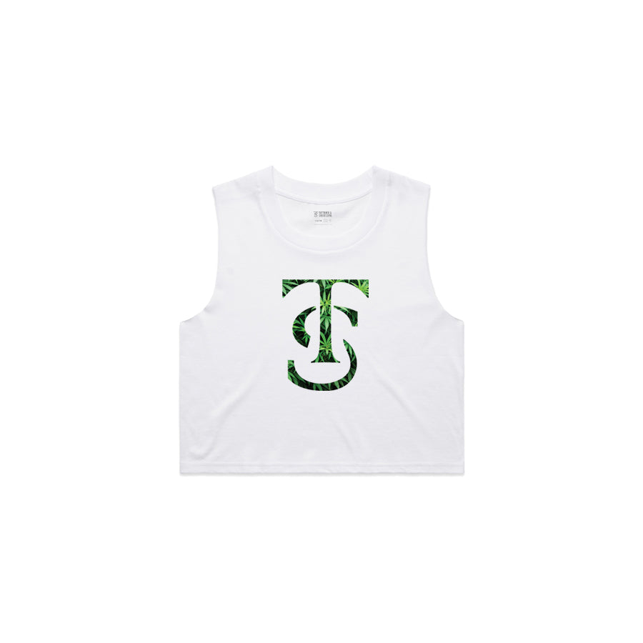 Garden Icon Crop Tank - White